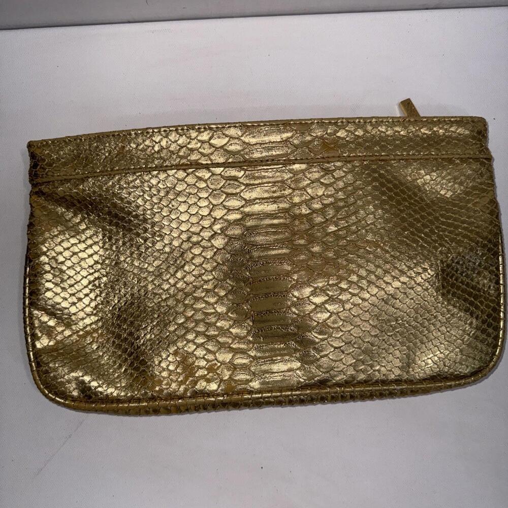 Vintage GUESS‎ Gold Metallic Old Money Designer Y2K Snakeskin Clutch Evening Bag